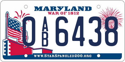 MD license plate 0AB6438