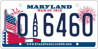 MD license plate 0AB6460