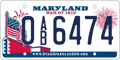 MD license plate 0AB6474