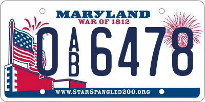 MD license plate 0AB6478