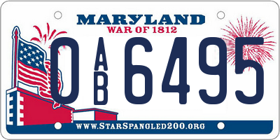 MD license plate 0AB6495