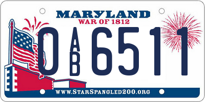 MD license plate 0AB6511