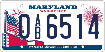 MD license plate 0AB6514