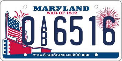 MD license plate 0AB6516