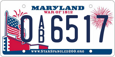 MD license plate 0AB6517