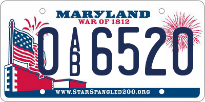 MD license plate 0AB6520