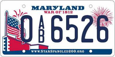 MD license plate 0AB6526