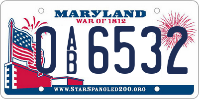 MD license plate 0AB6532