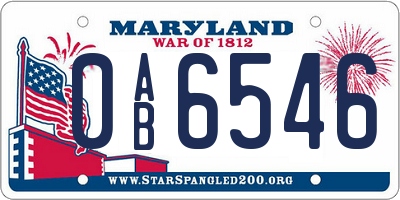 MD license plate 0AB6546