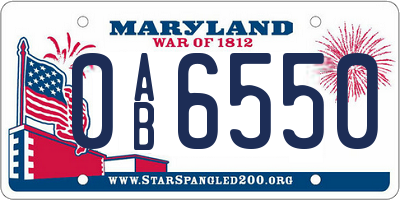 MD license plate 0AB6550