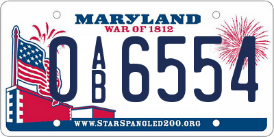MD license plate 0AB6554