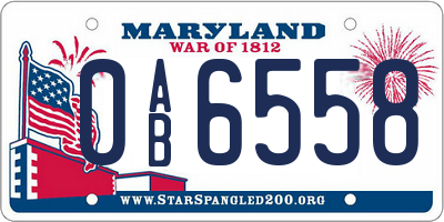 MD license plate 0AB6558