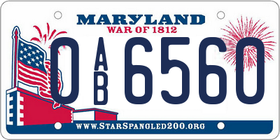 MD license plate 0AB6560