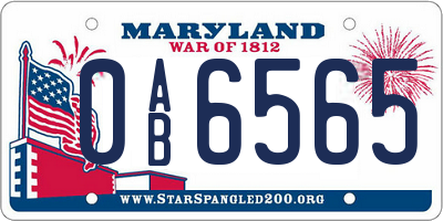 MD license plate 0AB6565