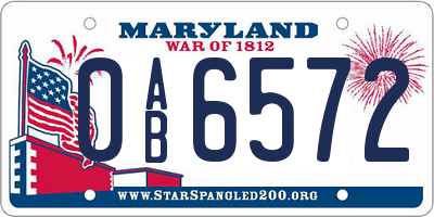 MD license plate 0AB6572