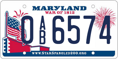 MD license plate 0AB6574