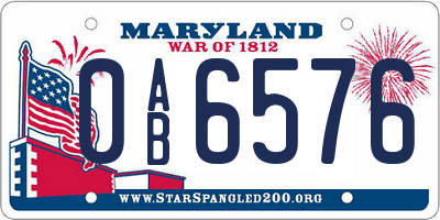 MD license plate 0AB6576