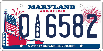 MD license plate 0AB6582