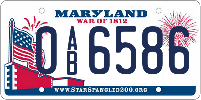 MD license plate 0AB6586