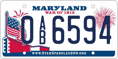 MD license plate 0AB6594