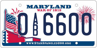 MD license plate 0AB6600