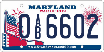 MD license plate 0AB6602