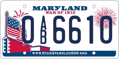 MD license plate 0AB6610