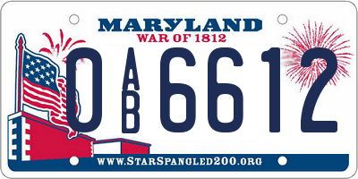 MD license plate 0AB6612