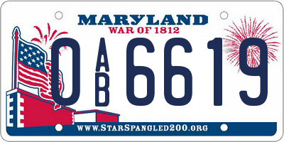 MD license plate 0AB6619