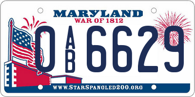 MD license plate 0AB6629