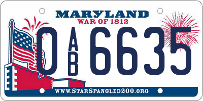 MD license plate 0AB6635
