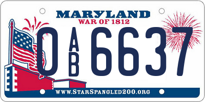 MD license plate 0AB6637