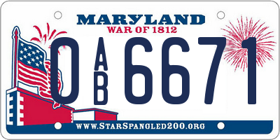MD license plate 0AB6671