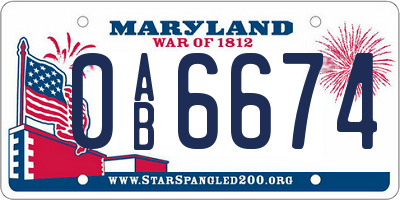 MD license plate 0AB6674