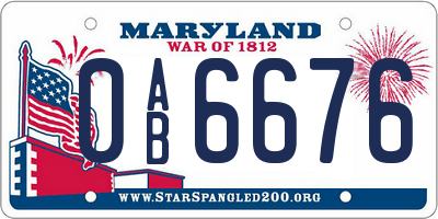 MD license plate 0AB6676