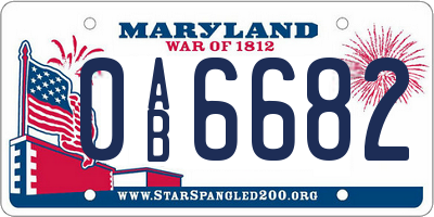 MD license plate 0AB6682