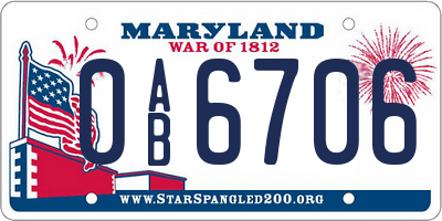 MD license plate 0AB6706