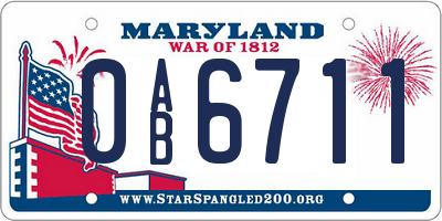 MD license plate 0AB6711