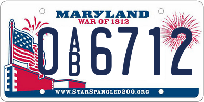 MD license plate 0AB6712