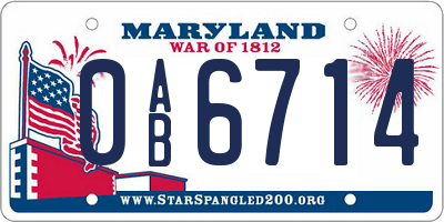 MD license plate 0AB6714