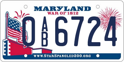 MD license plate 0AB6724