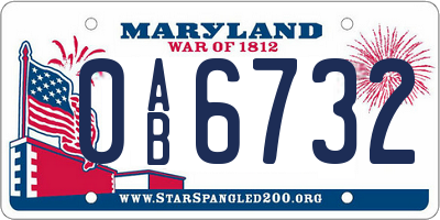MD license plate 0AB6732