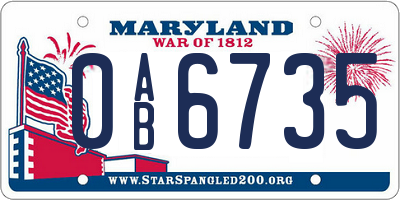 MD license plate 0AB6735