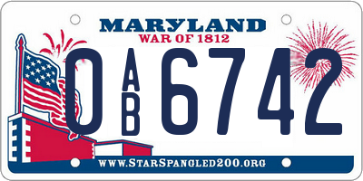 MD license plate 0AB6742