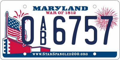 MD license plate 0AB6757