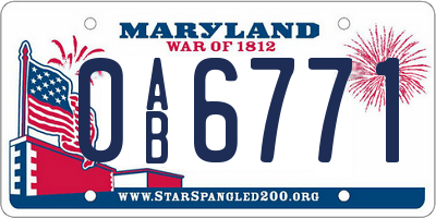 MD license plate 0AB6771