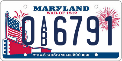 MD license plate 0AB6791