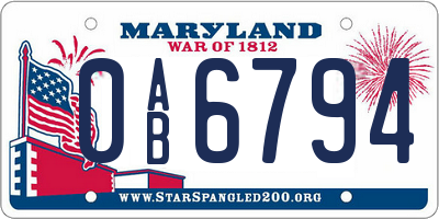 MD license plate 0AB6794