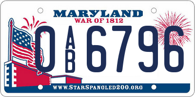 MD license plate 0AB6796