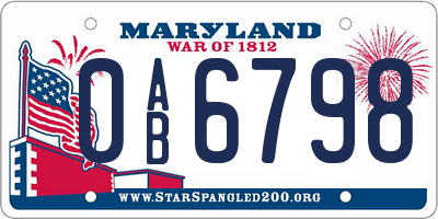 MD license plate 0AB6798